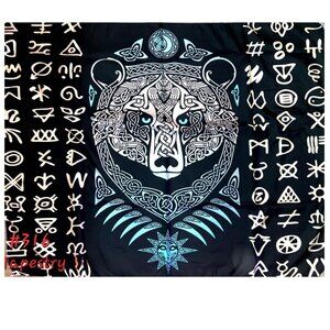 Norse Rune Viking Bear Tapestry Hanging Wall Decor‎